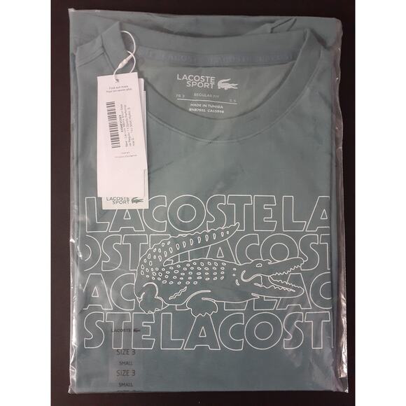 Lacoste Men's Short Sleeve Sports Performance Graphic Tee Shirt, Hydro S - Picture 2 of 3